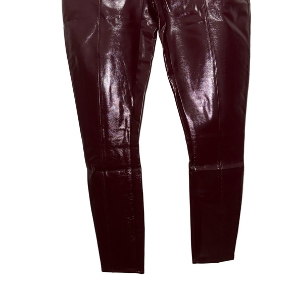 SPANXshape Women's Faux Patent Leather Leggings Burgundy Ruby High Rise L NWT - Picture 4 of 16